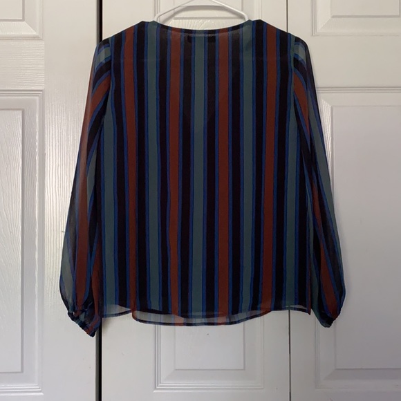 Madewell blue, gray, brown, and black strip blouse - Picture 5 of 6